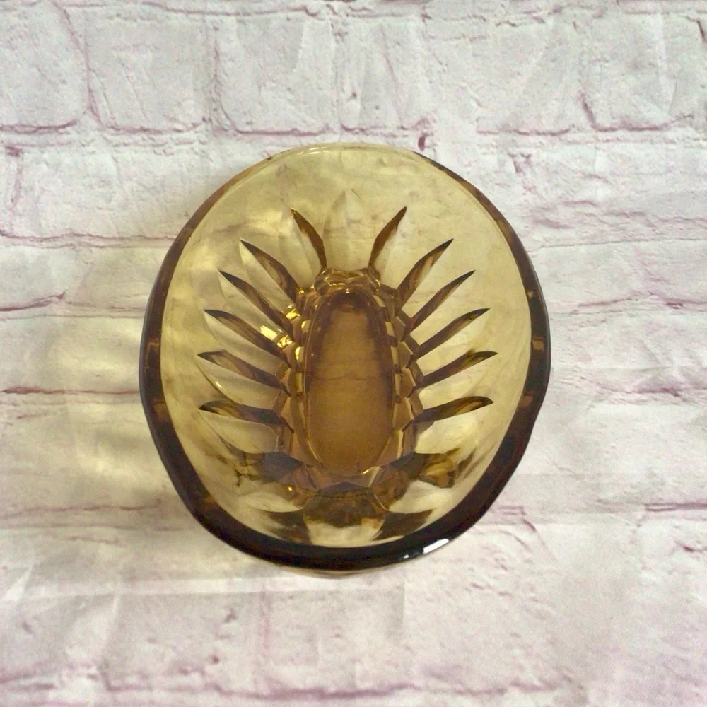 Vintage Amber Glass Relish Tray Candy Dish